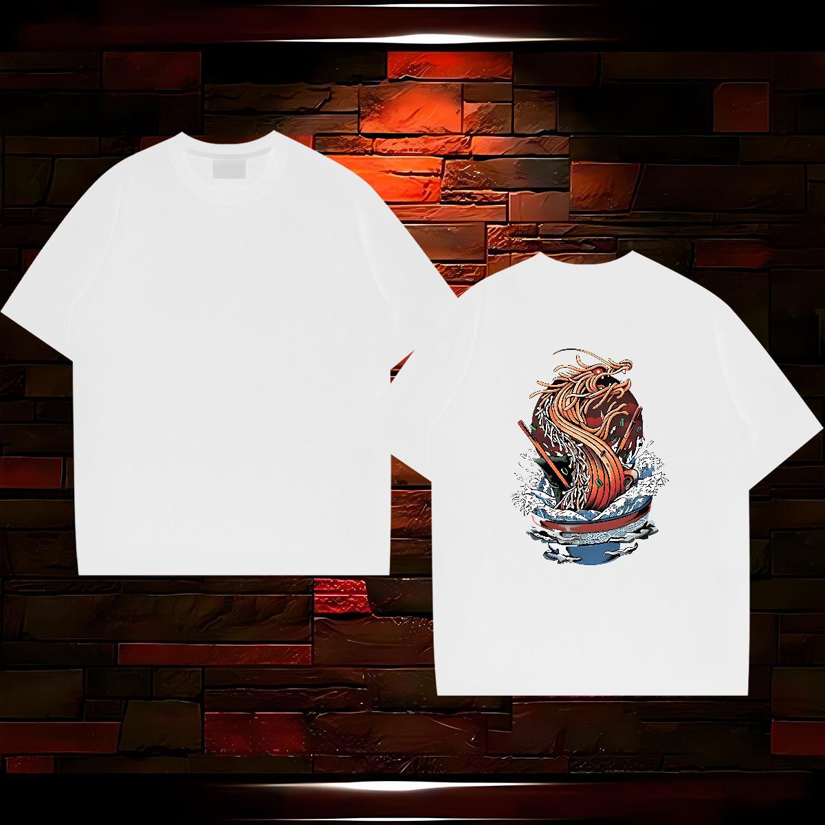 Fashion Casual T shirt skull Tops Shirt 100% Cotton 230g High Street Hip Hop Cool DIY Anime Crew Neck Men Clothes T-Shirt