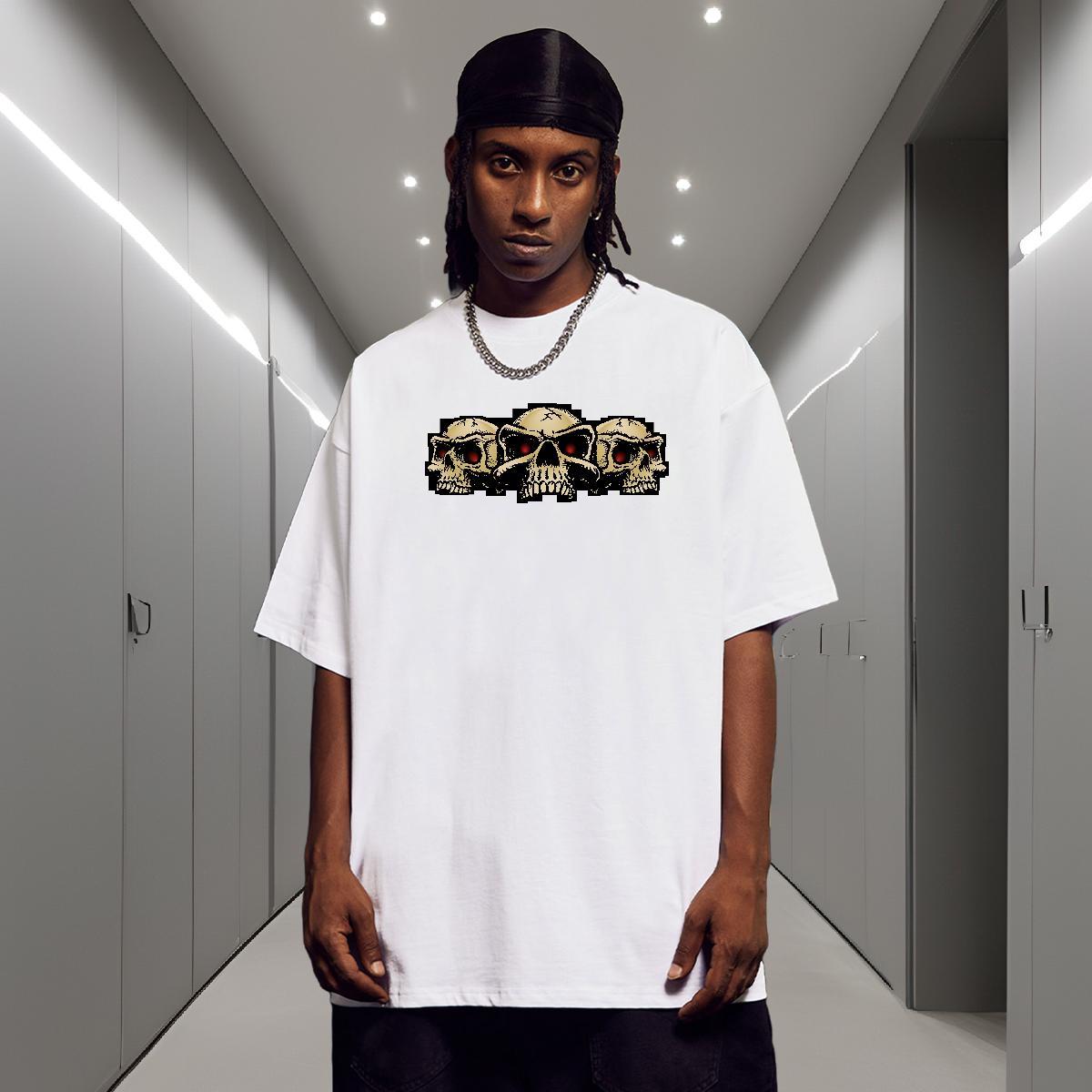DIY Customized Man T Shirts skull Wear 230g Cotton Street wear Hip Hop Soft Plus Size Custom Short Sleeve O-Neck Men Clothes T-Shirt