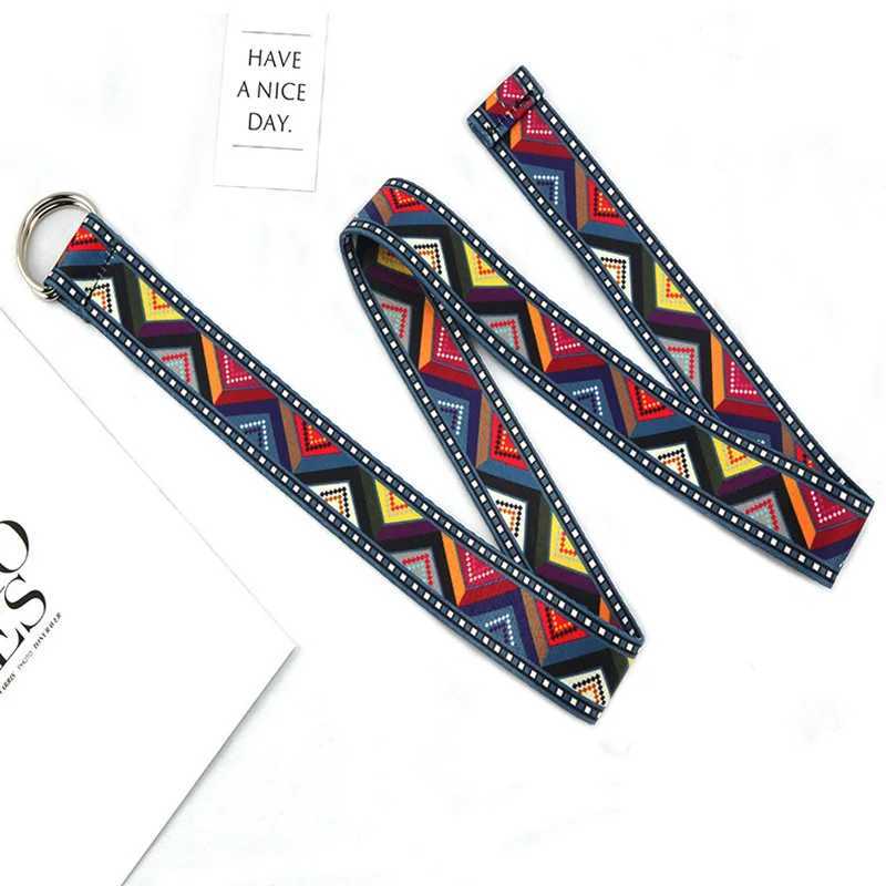 Belts Fashion printed canvas belt womens metal D-ring buckle waistband belt jeans dress Trouser womens decorative waistband Harajuku Y2408108ERA