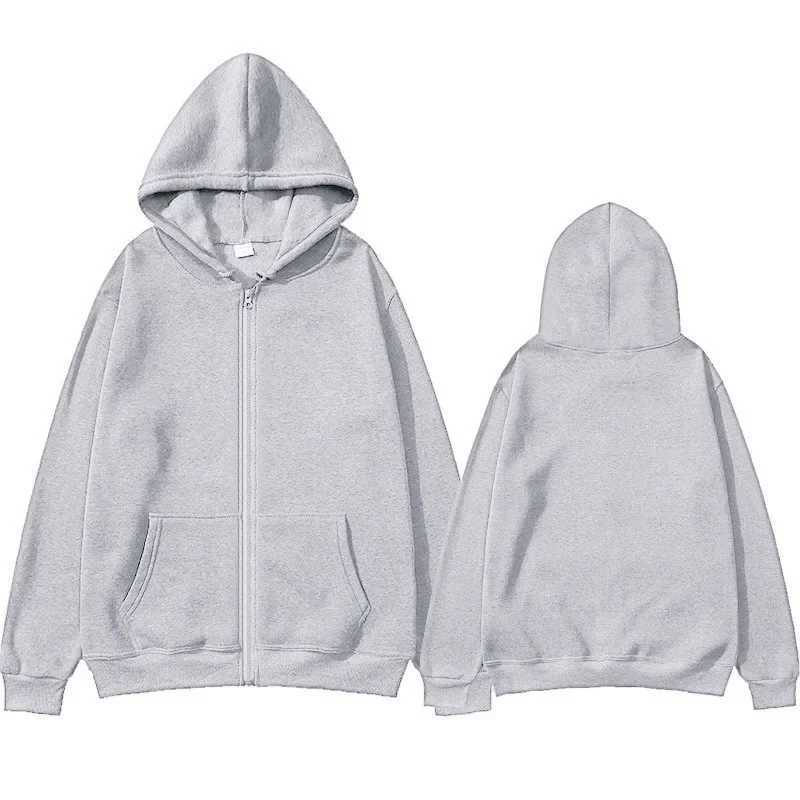 Unisex jacket sweater cardigan solid color hooded sweatshirt winter zipper sweater anime hooded sweatshirtW240724