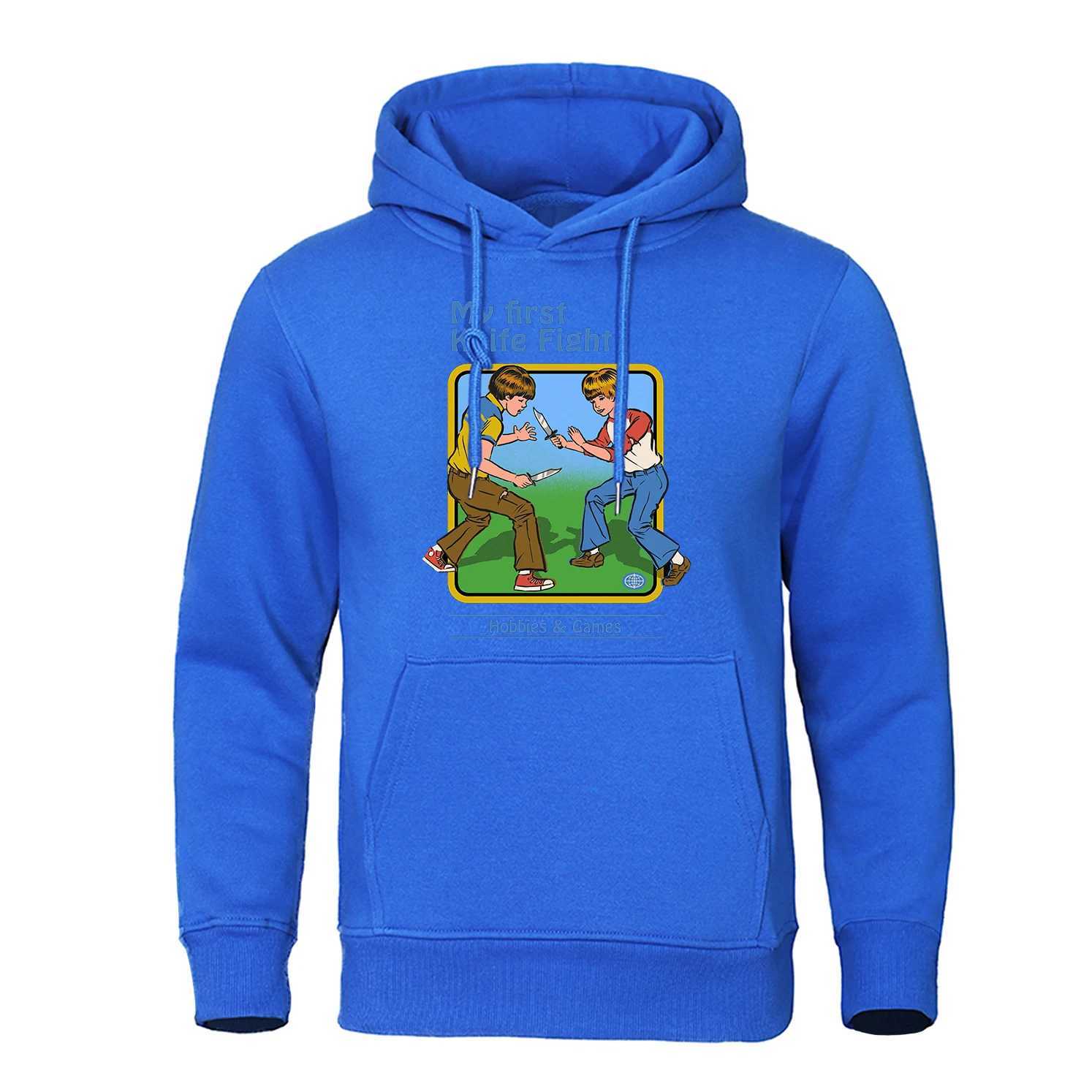 My First Knife Fight Printing Hoodies Mens Casual Fashion Soft Street Clothing Crewneck Wool Sweatshirt Pullover Hip Hop Hoodie MensW240724