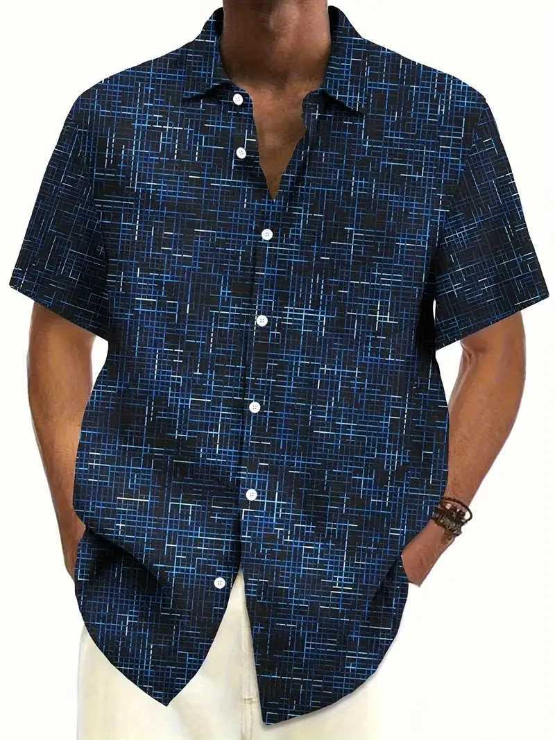 2024 New Mens Vintage Fashion Casual Sleeve Button White Dot Print Pattern Shirt Suitable for Summer Vacation Street WearXJ240812