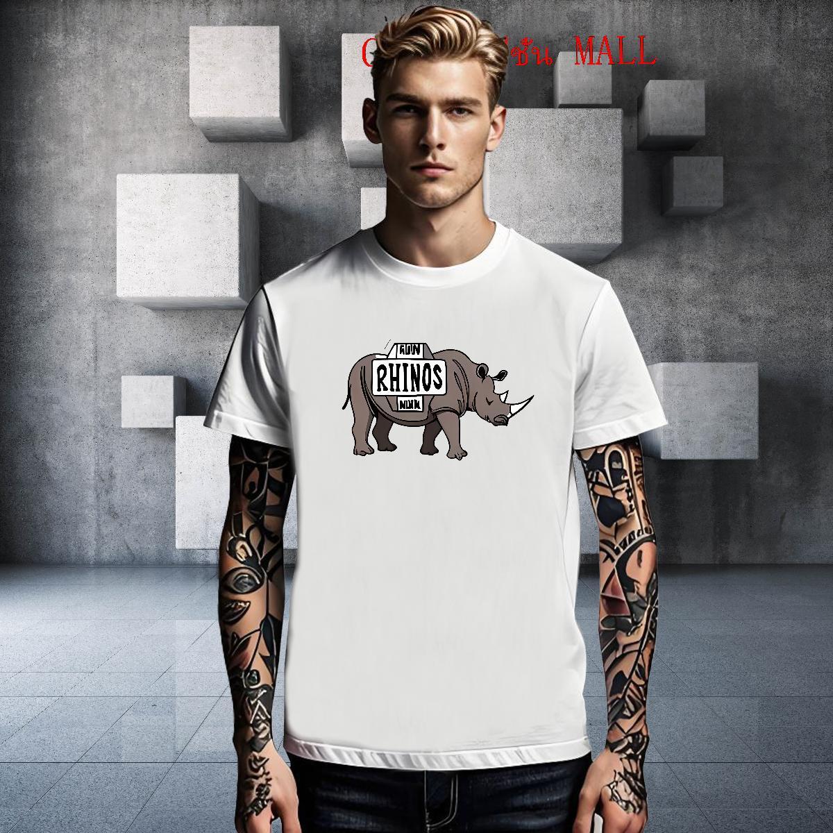 Free Shipping Men Tshirts Summer Casual 100% Cotton 230g DIY Printed Short Sleeve Soft rhinoceros Man T Shirts Casual New Tops