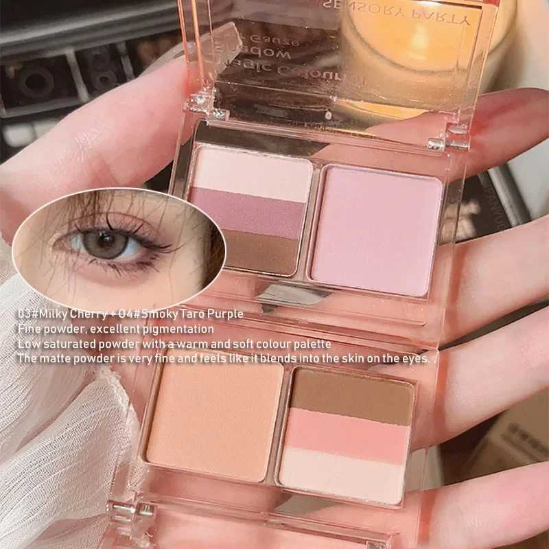 4 Colors Mini Eyeshadow Palette Pink B Natural Matte Eye Shadow Palette Long Lasting Korean Contour Powder Pigment MakeupW241212