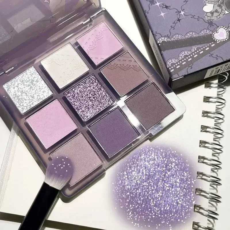 9 Colors Glitter Eyeshadow Palette Purple Lace Shimmer lescent Matte Acrylic Eye Shadows Palette Waterproof Eye Make UpW241212