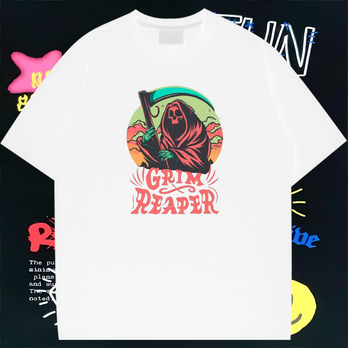 DIY Men T Shirts skull Top Tees 230g Pure Cotton Casual Daily Wear Soft Oversized 4XL Breathable Crew Neck Men Tshirts