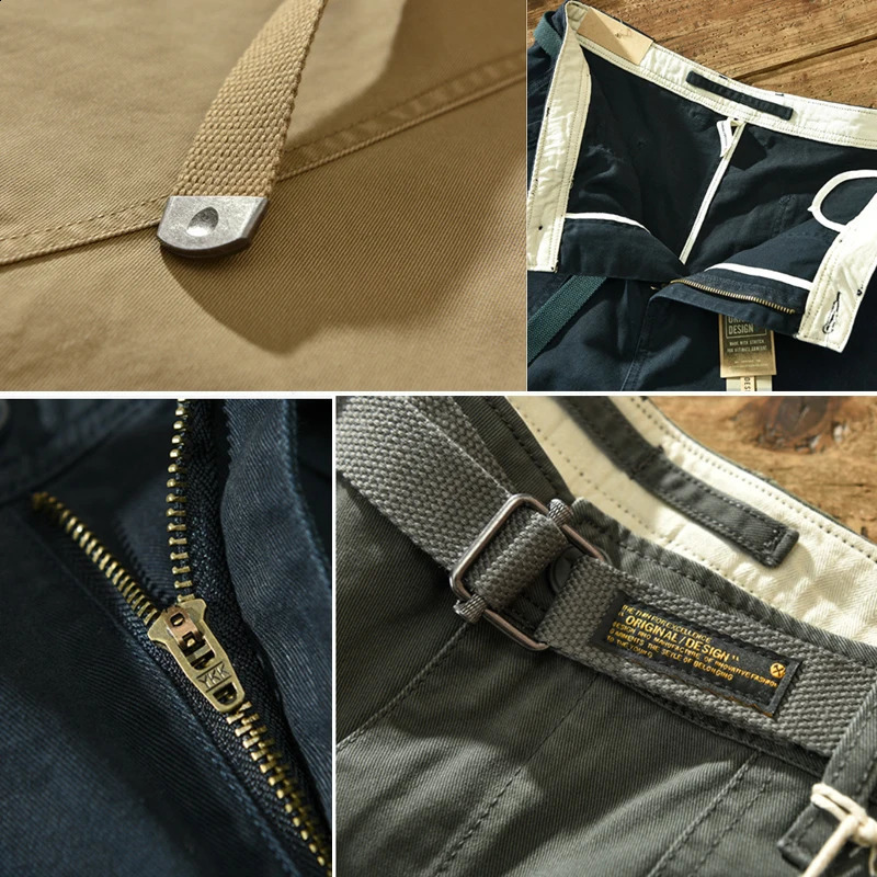 Spring Autumn Pure Cotton Men Cargo Pants Men Clothing Casual Loose Belt Mid Waist Slim Fit Joggers Men Trouser AZ329 AZ378 240812