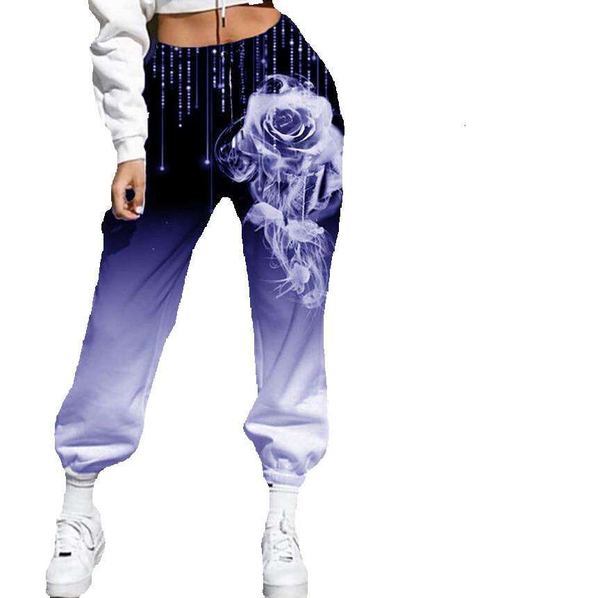 2022 Autumn New Gradient Printed Loose Sanitary Pants High Waist Casual Womens Pants Ice Silk Harlan Sweatpants Straight Tube Men Pants Cotton