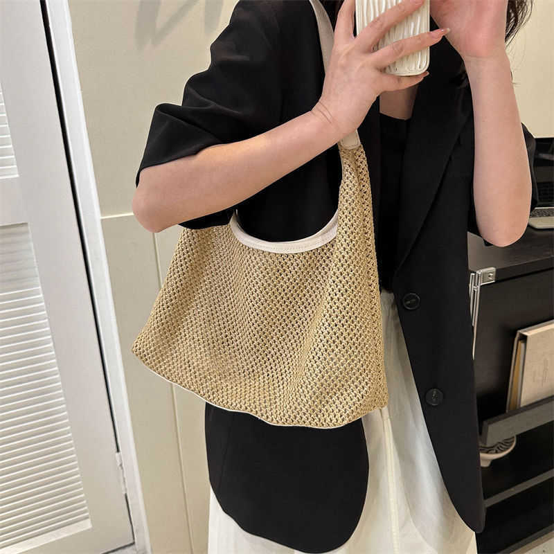 CMM Handmade Woven Bag for Women New Trendy Tote Bag Versatile Large Capacity Shoulder Bag Grass Woven Bag