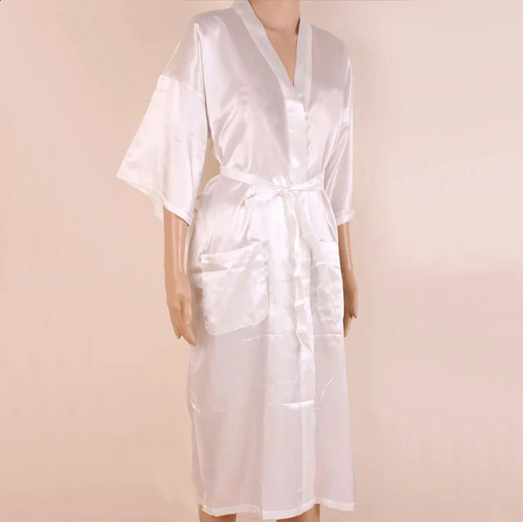 Navy blue Chinese Mens Robe Kimono Faux Silk Bath Gown Bathrobe Nightgown Sleepwear Hombre Pijama Size S M L XL XXL XXXL TB01M 240812
