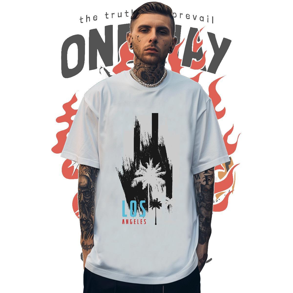 Free Shipping Tshirts letter 230g Pure Cotton Casual Breathable Short Sleeve T shirt Cartoon Printing L-4XL Customized Tees Shirts