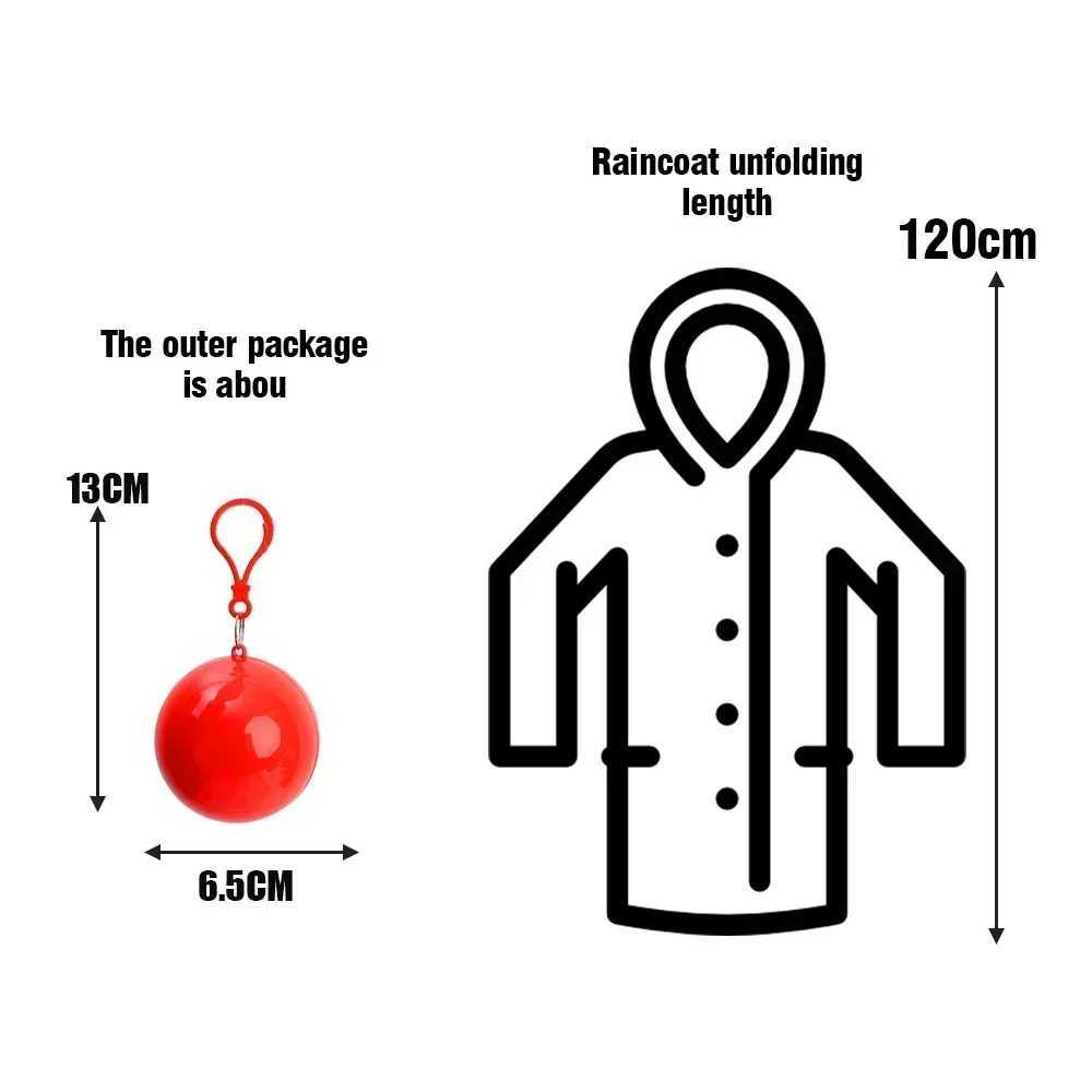 Mini Portable Raincoats Ball Colorful Disposable Thicken Rain Ponchos Emergency Waterproof Adults Rainwear Cape Keyring Ball Y240810