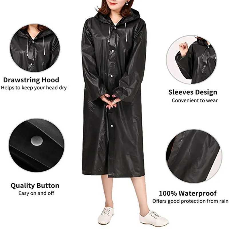 EVA Long Raincoat Unisex Male Women Rain Coats Poncho Suit Jacket Tourist Bike Ladies Running Hooded Hiking Rainwears Waterproof Y240810