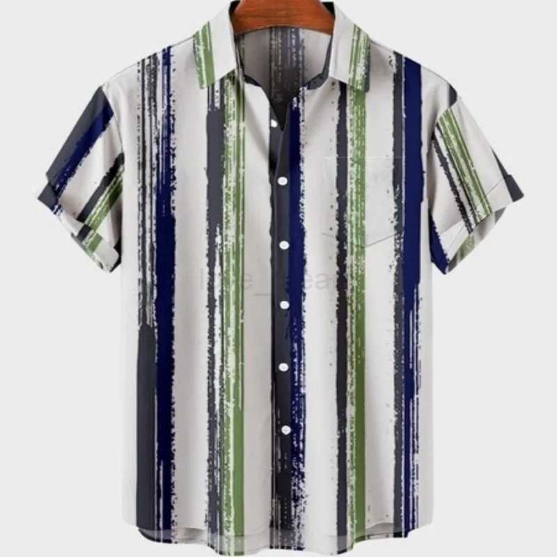 Mens Solid Color Stripe Pattern Luxury Elegant Casual Social Hawaiian Shirt Idols Normal Fashion Unisex Y2k General ClothesXJ240812
