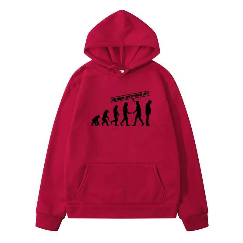 Human Evolutionary Process Printed Hoodies Men Women Harajuku Funny Sweatshirts 100% Cotton Pullover Y2K Streetwear UnisexXJ240812