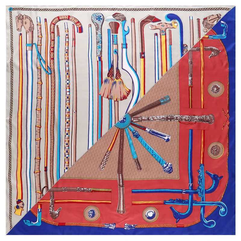 130cm Luxury Brand Square Scarf Big Bandana Twill Silk Scarf Womens Kerchief Fashion Design Shawl Echape Womens Scarf W240810