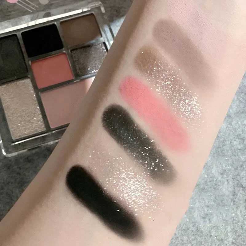 7-color eye shadow palette gray powder black smoke eye shadow B Highlighter Korean glitter eye shadow cosmeticsW241212
