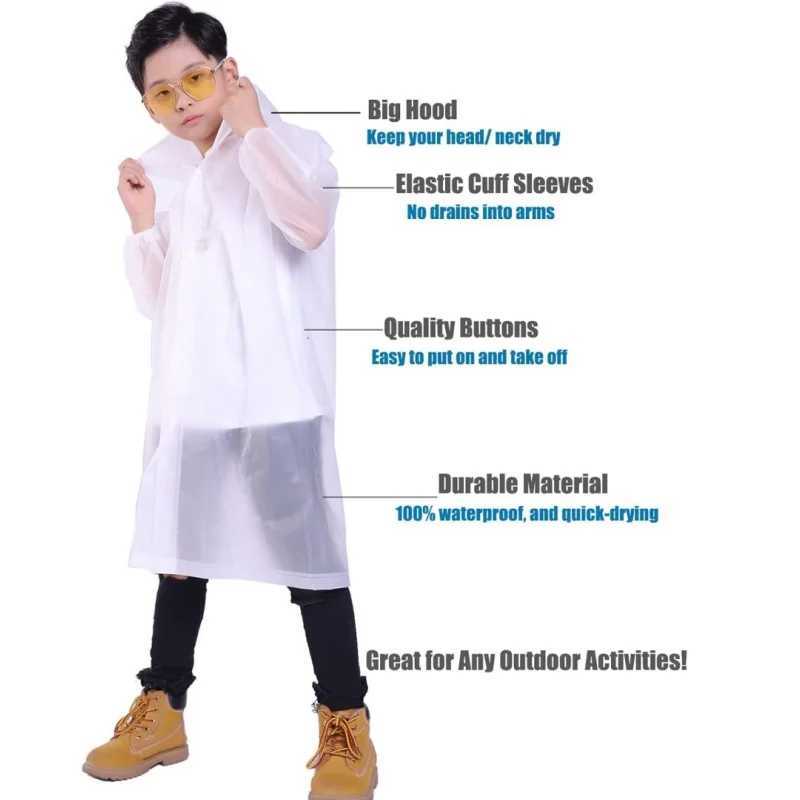 Reusable Raincoat for Kids Rain Jacket EVA Poncho for Children Boys and Girls Y240810