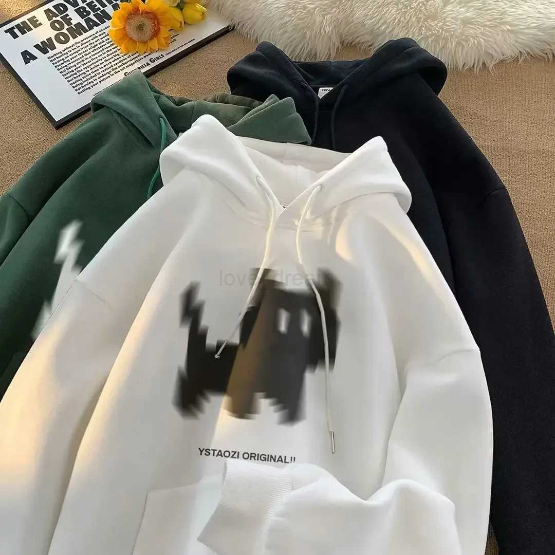 Mens hip-hop hooded sweater loose vintage hooded sweatshirt student casual top autumn trendy clothing street gym clothingXJ240812
