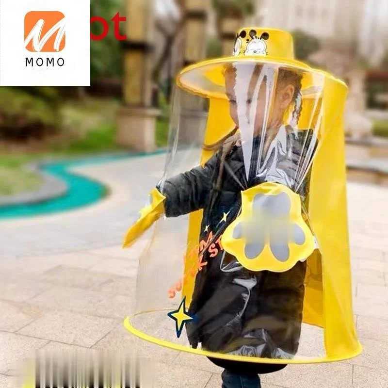 High-End and Cute Childrens Cartoon Raincoat 360 Protection Rain Cover out Simple and Portable One-Piece Umbrella Y240810