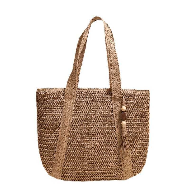 CMM New Woven Solid Color Woven Bag Versatile Large Capacity Single Shoulder Grass Woven Bag Vacation Beach Bag Versatile Womens Bag