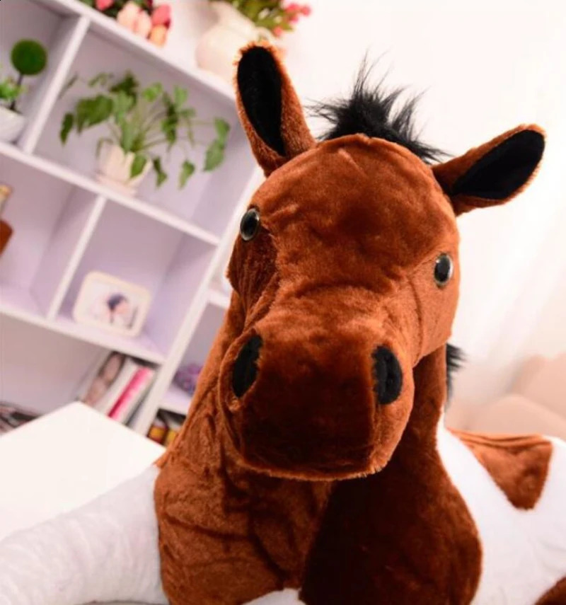 1PC Simulation Animal 70x40cm Horse Plush Toy Prone Horse Doll For Birthday Boys Gift 240807