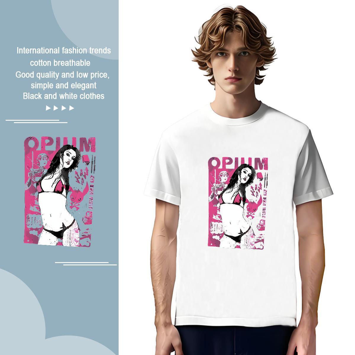 Fashion 230g Pure Cotton T-Shirts person Hip Hop Men Tops Tees Top Tees Breathable Short Sleeve TOP Quality Anime Print