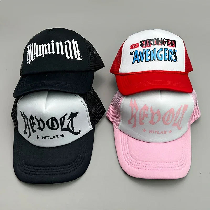 Cool Street Hip Hop Alphabet Colorful Mesh Mens Baseball Hat Cotton Summer Adjustable Breathable Snap Button Sports 240812