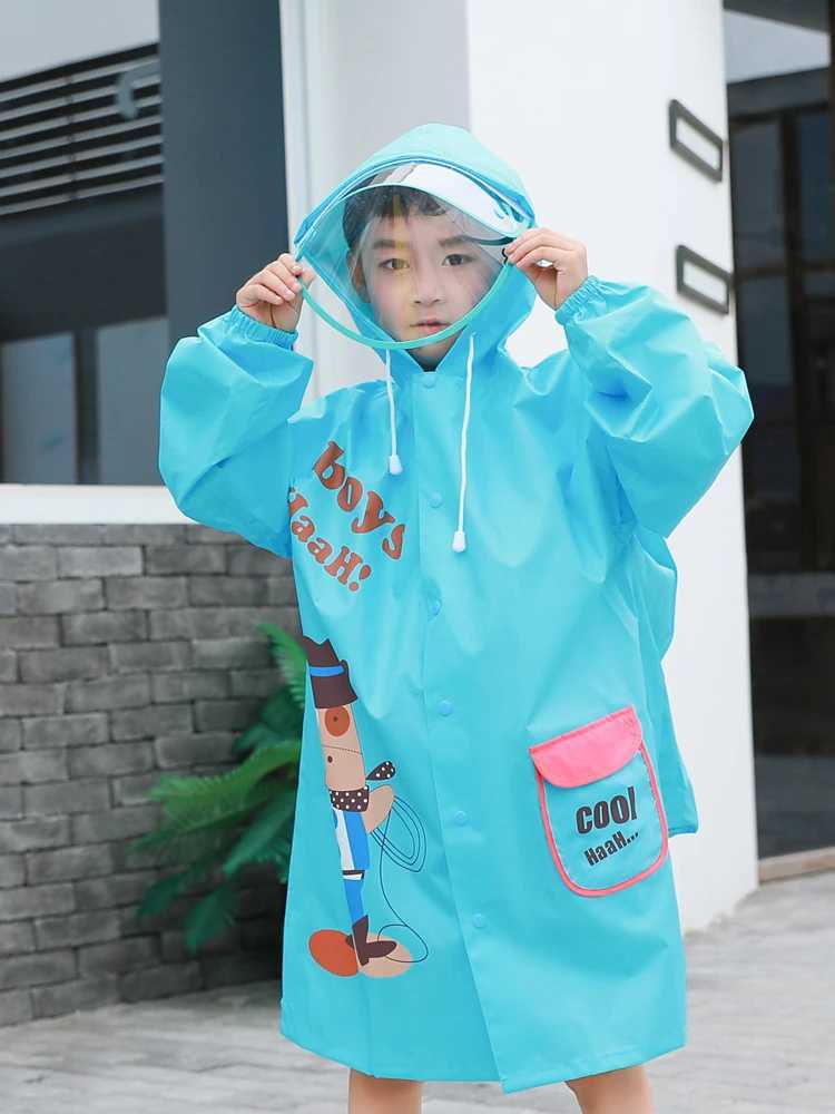 Childrens Raincoat Baby Kindergarten Boys and Girls with Space for Schoolbag Childrens Student Poncho Waterproof Rain Coat Y240810