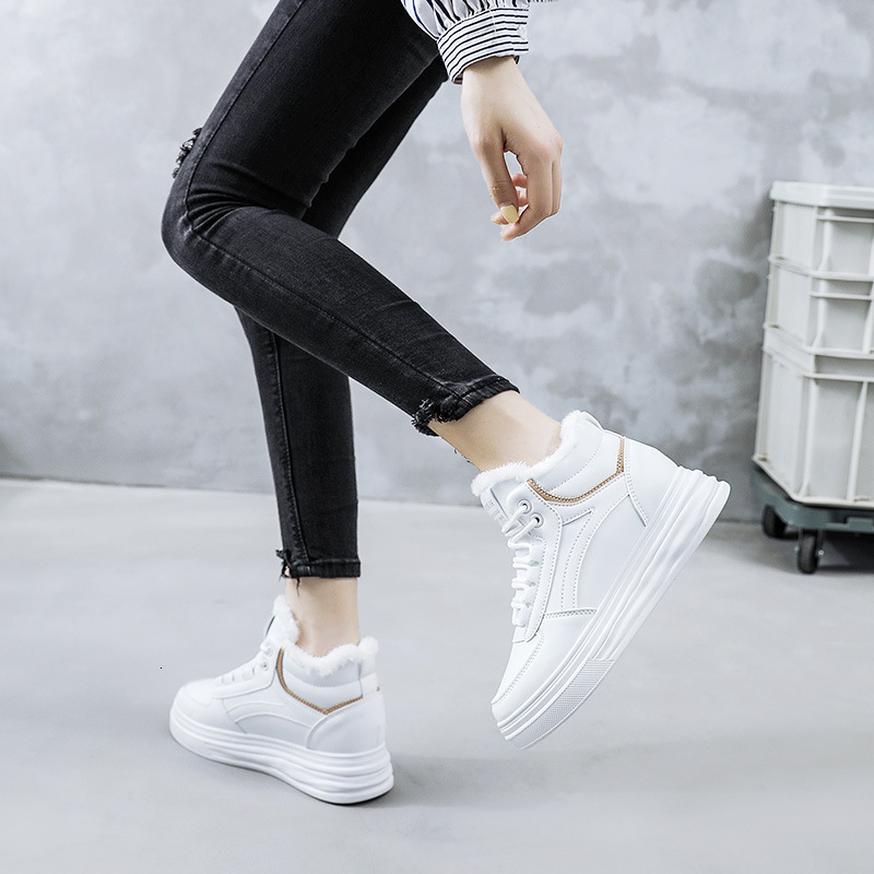 Ddmysports W Inner Eight Increase Women S New Trendy Thick Bottom Autumn Winter Plush White Shoes Outdoor