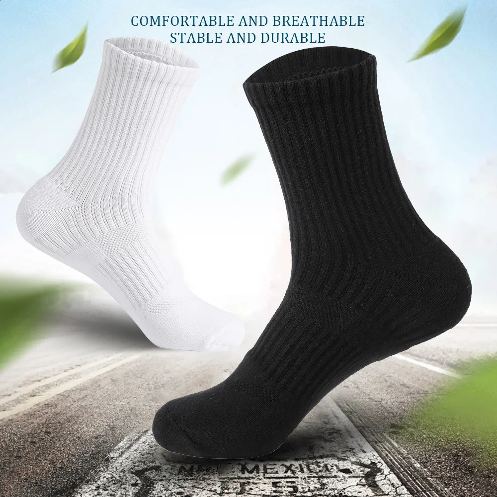 Mens Moisture Wicking Outdoor Hiking Work Cotton Socks Compression Cushion Crew Leisure Men Black 5 Pairs 24