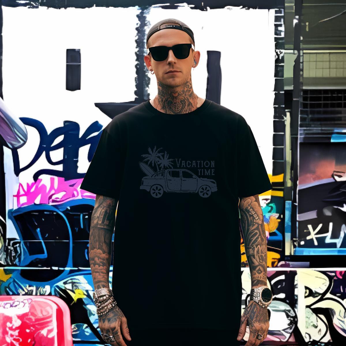 Unisex car T Shirts Men Spring Summer Men Clothes T-Shirt 230g 100% Cotton Free Shipping Crew Neck Anime Print Tees