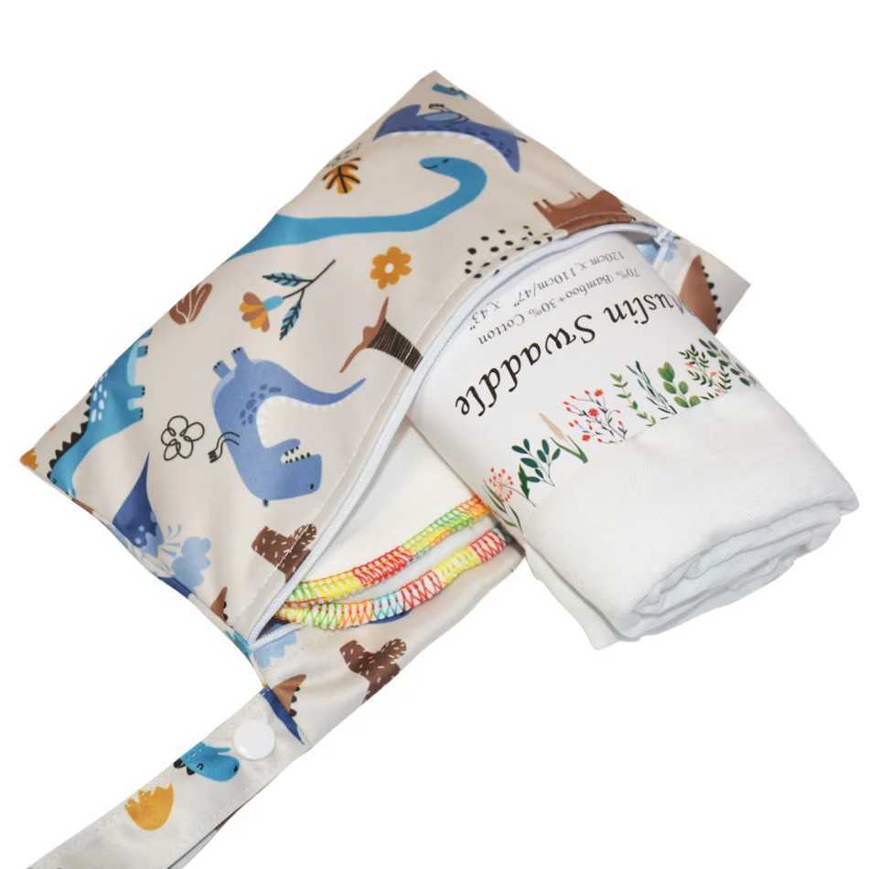 WizInfant 2-piece soft waterproof cute mens storage bag 25 * 28cm 15 * 22.5cm environmentally friendly washable cloth diaper bag W240812