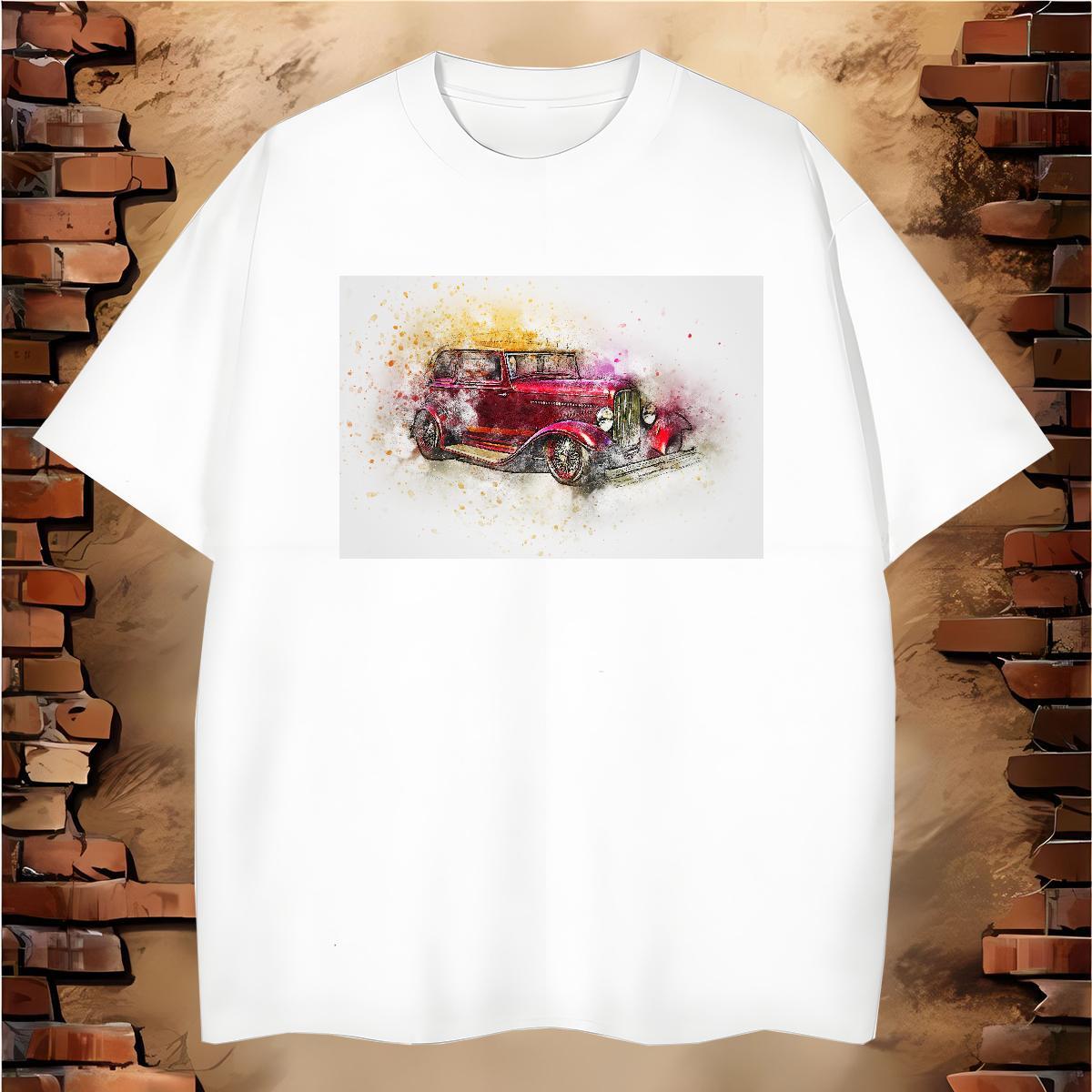 Wholesale Tshirt for Man Woman car 230g Pure Cotton Daily Outfit Breathable Short Sleeve Mens T Shirts Cartoon Printing L-4XL Designer Fashion Tees