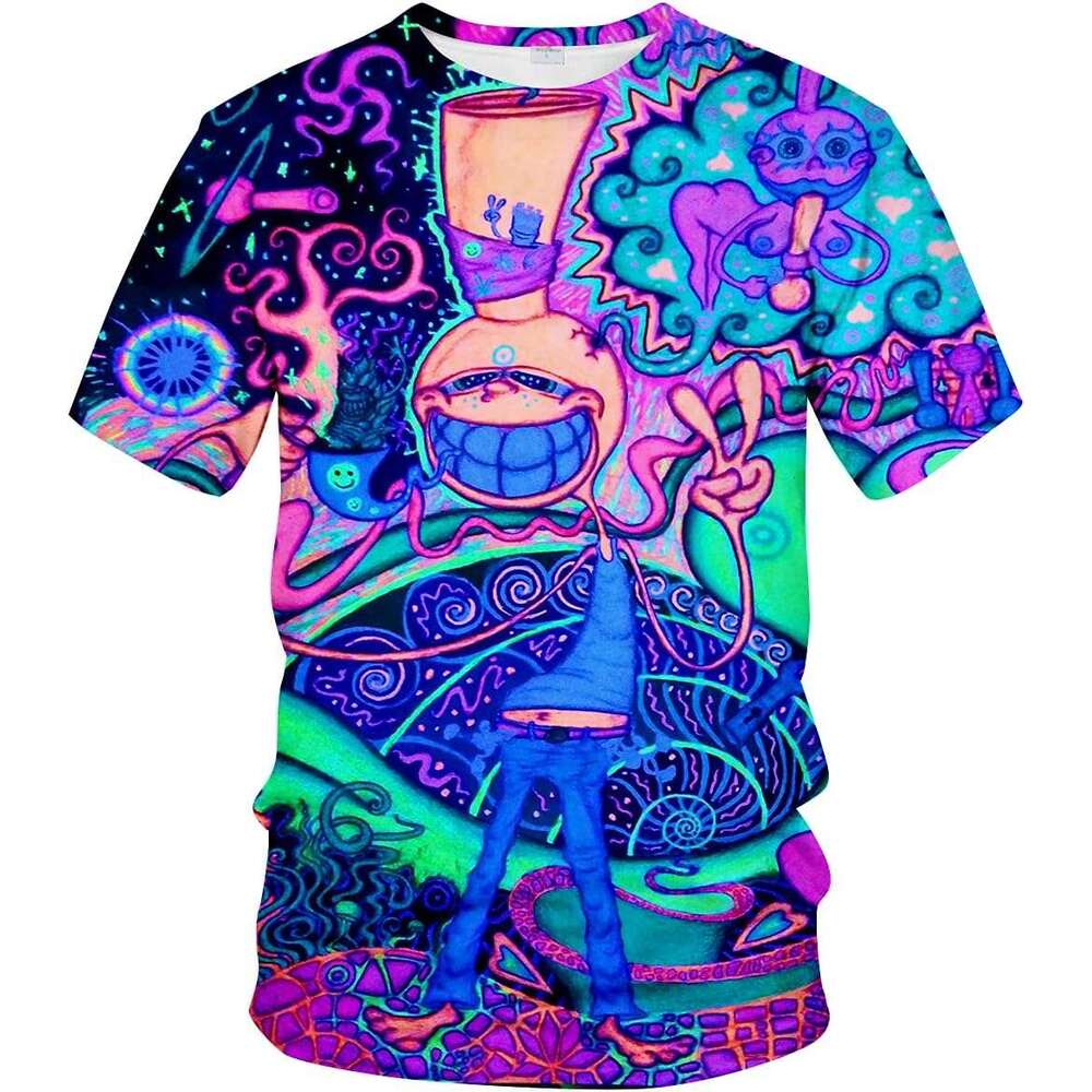Mens T shirt Trippy T-Shirt Psychedelic Dream Retro Buddha Head Short Sleeve Mushroom Shirt shirts tshirt graphic tee Casual tops summer clothes Short