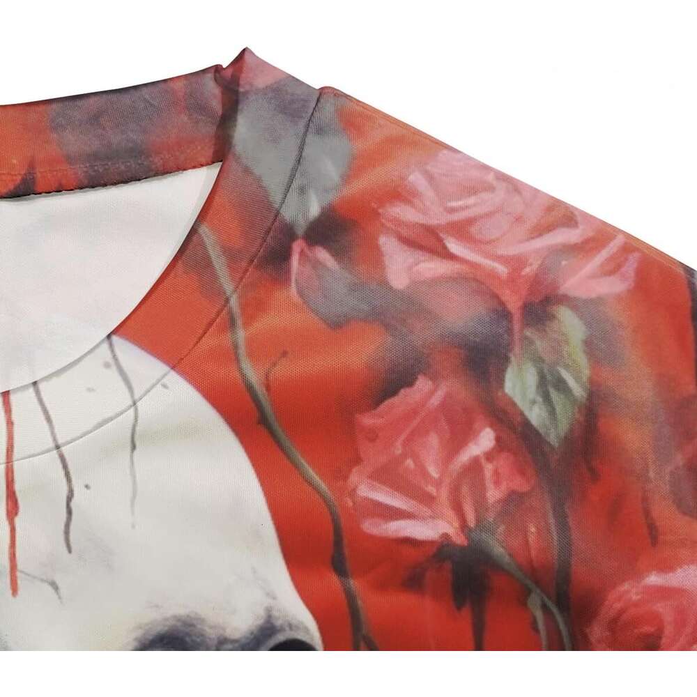 Halloween Mens T shirt Skull Graphic T-Shirts Novelty 3D Flower Printed Shirts Summer Fashion Top shirts tshirt graphic tee Casual tops summer clothes