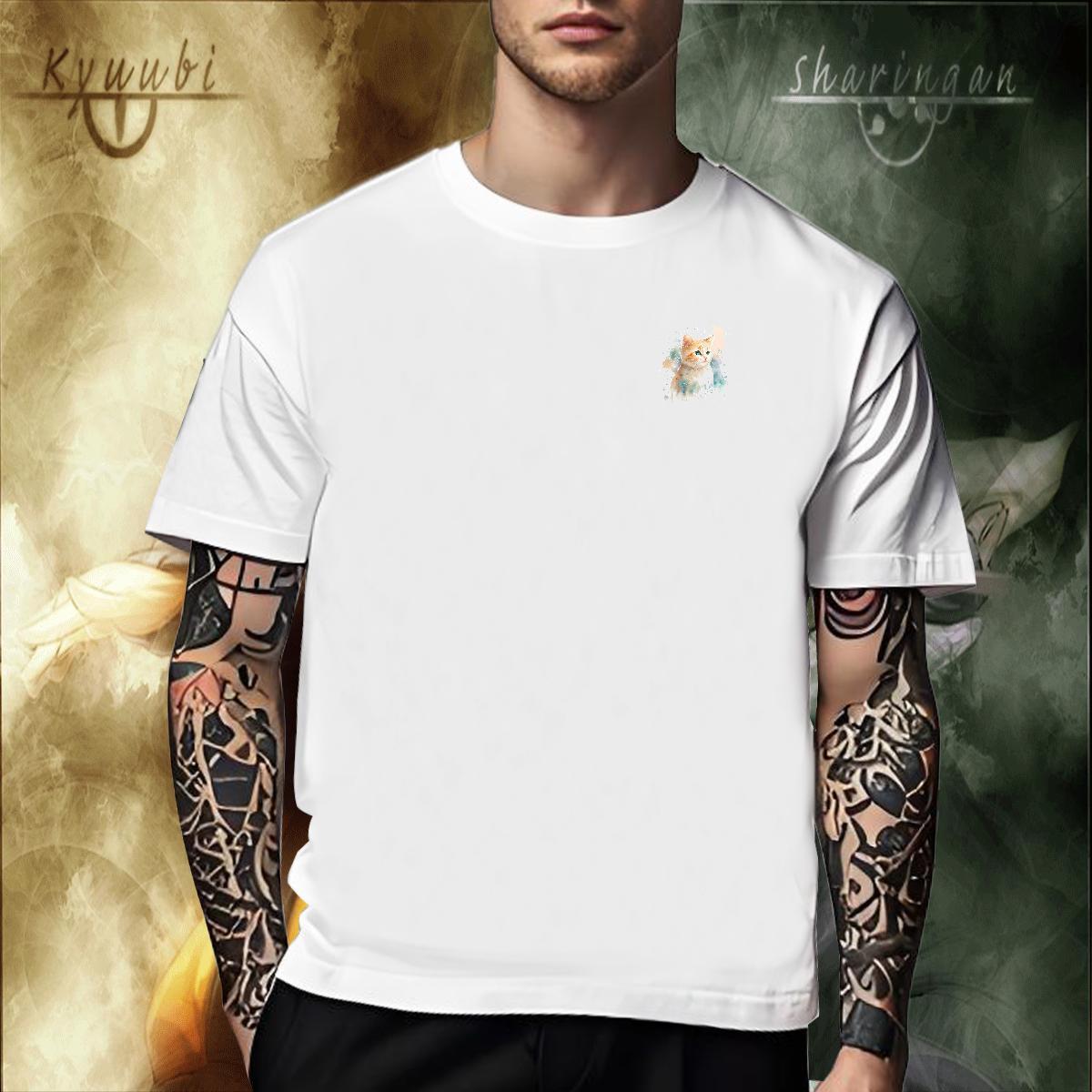 TOP Quality Men Clothes T-Shirt Outdoor 230g Cotton DIY Anime Breathable cat T Shirt For Man New Arrival Tee Shirt