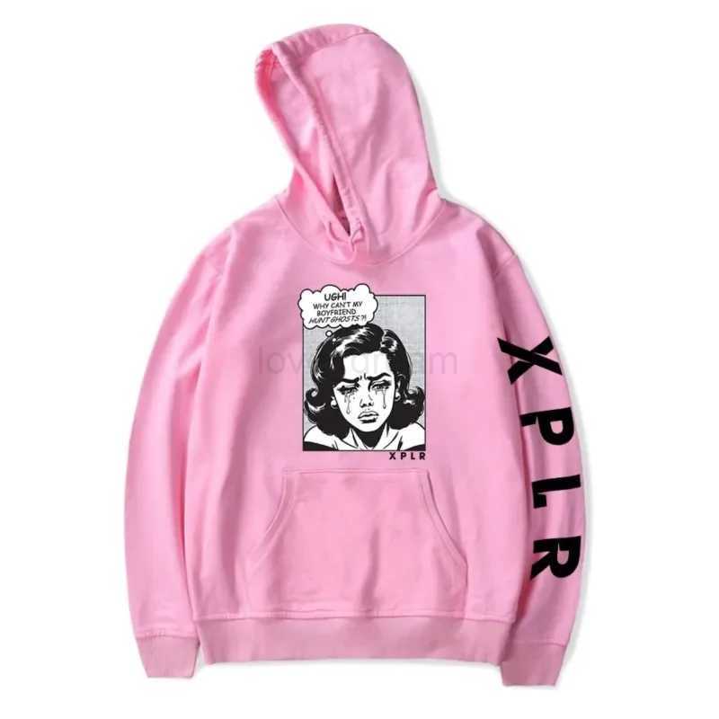 Xplr - Mens and womens long sleeved hooded sweatshirts unisex streetwear hip-hop style boyfriend Sam and Colby MerckXJ240812