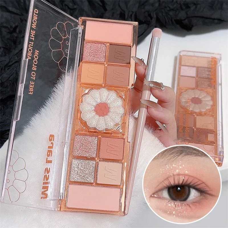 Daisy Flower 12 Color Highlighter Eyeshadow Orange Brown Blush Palette Multi-purpose Plate Korea Eye Pigment Powder CosmeticCL240812