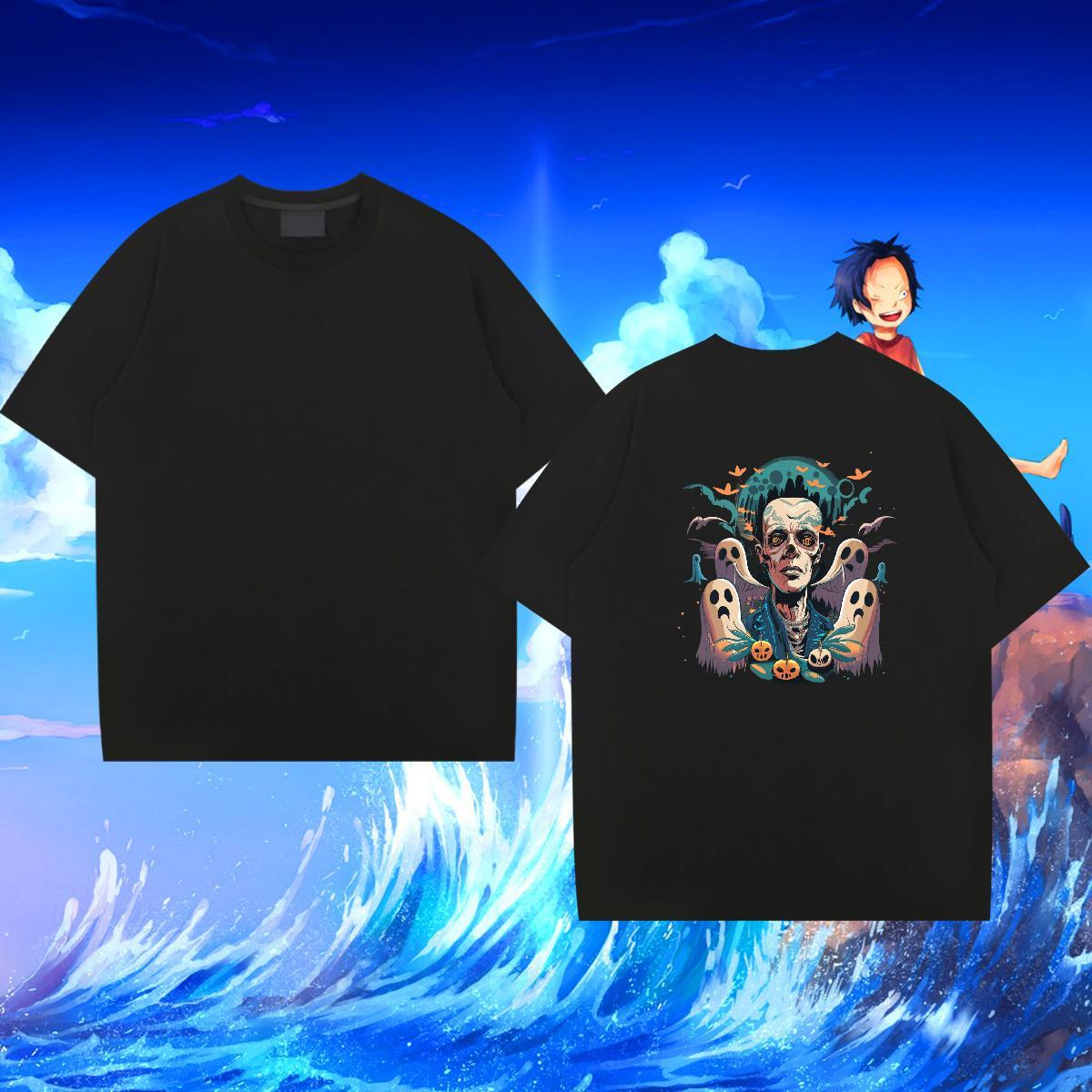 DIY T Shirt For Man skull Tees Shirts 100% Cotton 230g Street Loose Custom Print Oversized Crew Neck Men Tshirts