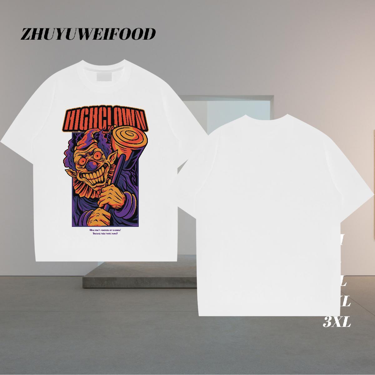 Stylist T-Shirts for Men portrait Wear 230g Cotton Casual Daily Wear Popular Anime Crew Neck Breathable Men Tshirts
