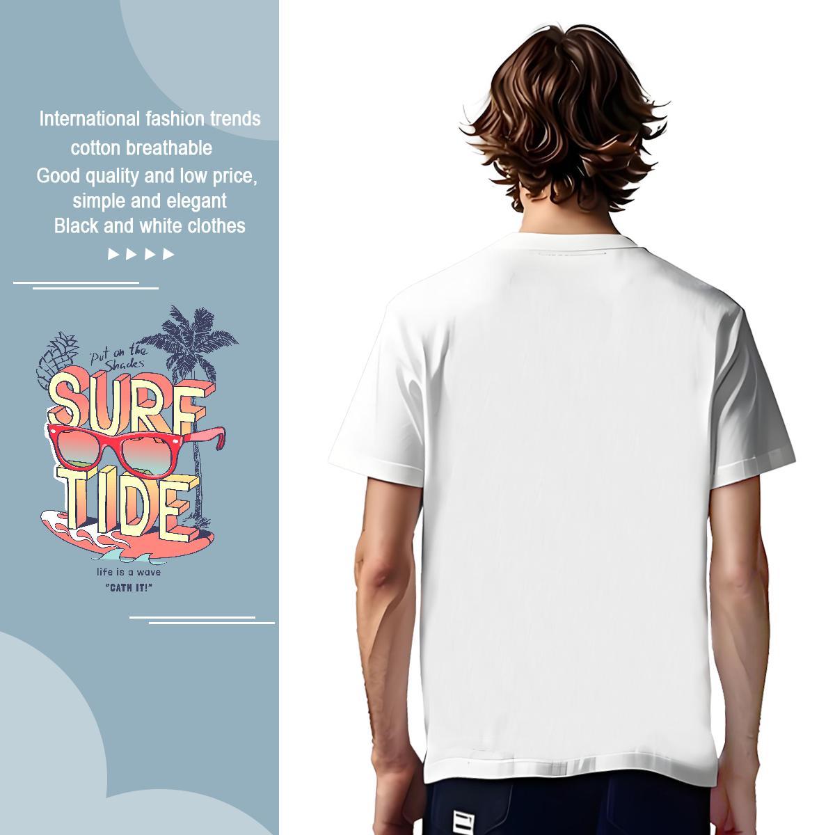 Loose Men Clothes T-Shirt letter 100% Cotton 230g Summer Casual Breathable Short Sleeve T-Shirts Cartoon Printing L-4XL Customized Top Tees