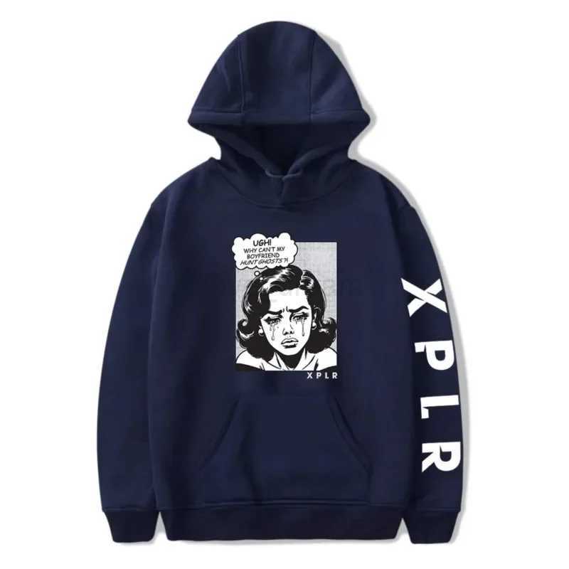 Xplr - Mens and womens long sleeved hooded sweatshirts unisex streetwear hip-hop style boyfriend Sam and Colby MerckXJ240812