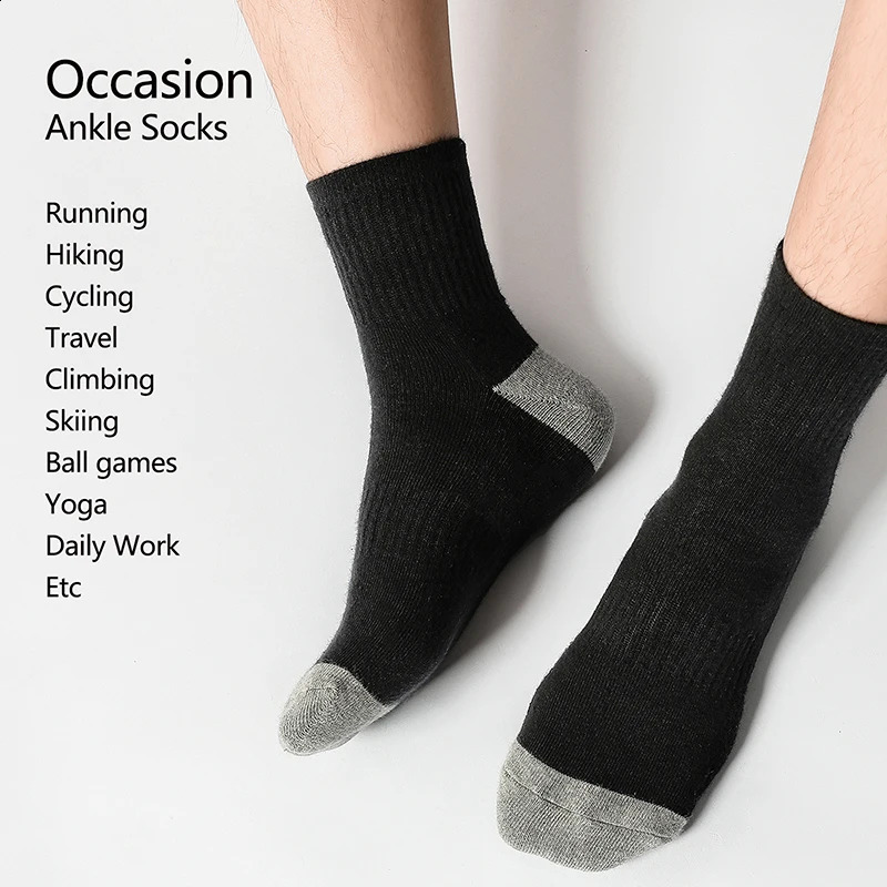 Men's Breathable Cotton Running Crew Socks - 612 Pairs, Middle Tube, High Quality, Casual Sports Socks
