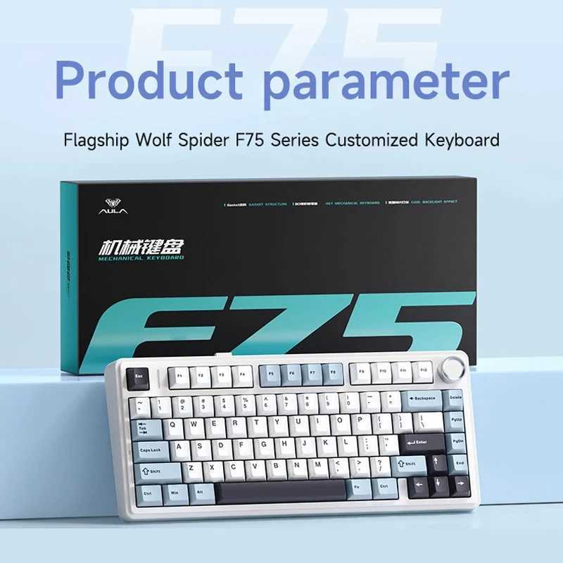AULA F75 2.4G Wireless/etooth/Wired Gaming Mechanical Keyboard RGB Customized 75% Layout OEM Profile Gasket StructureXJ241225