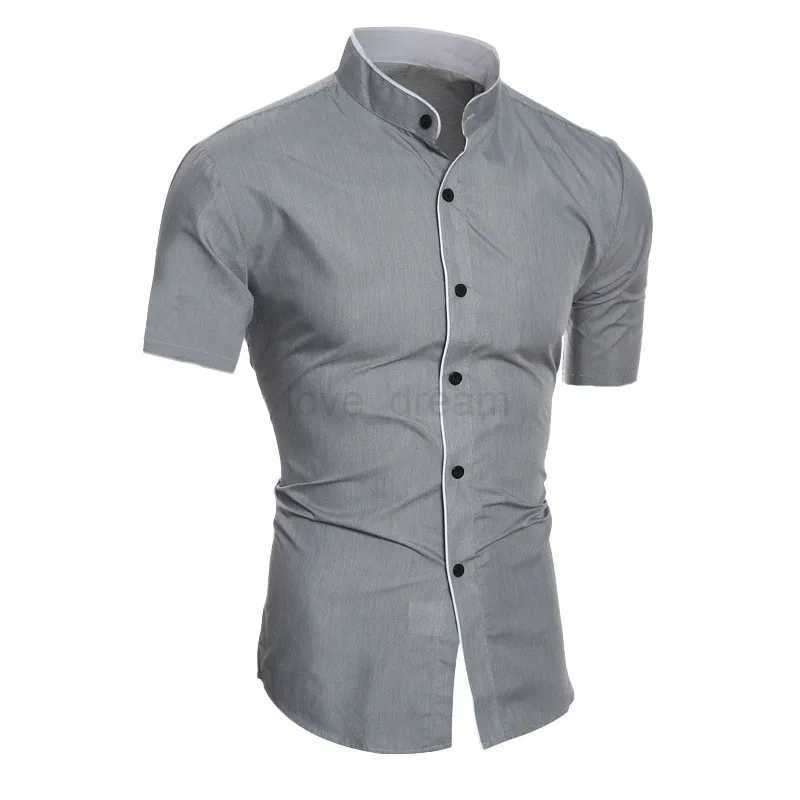 New mens solid color casual commuting short sleeved shirtXJ240812
