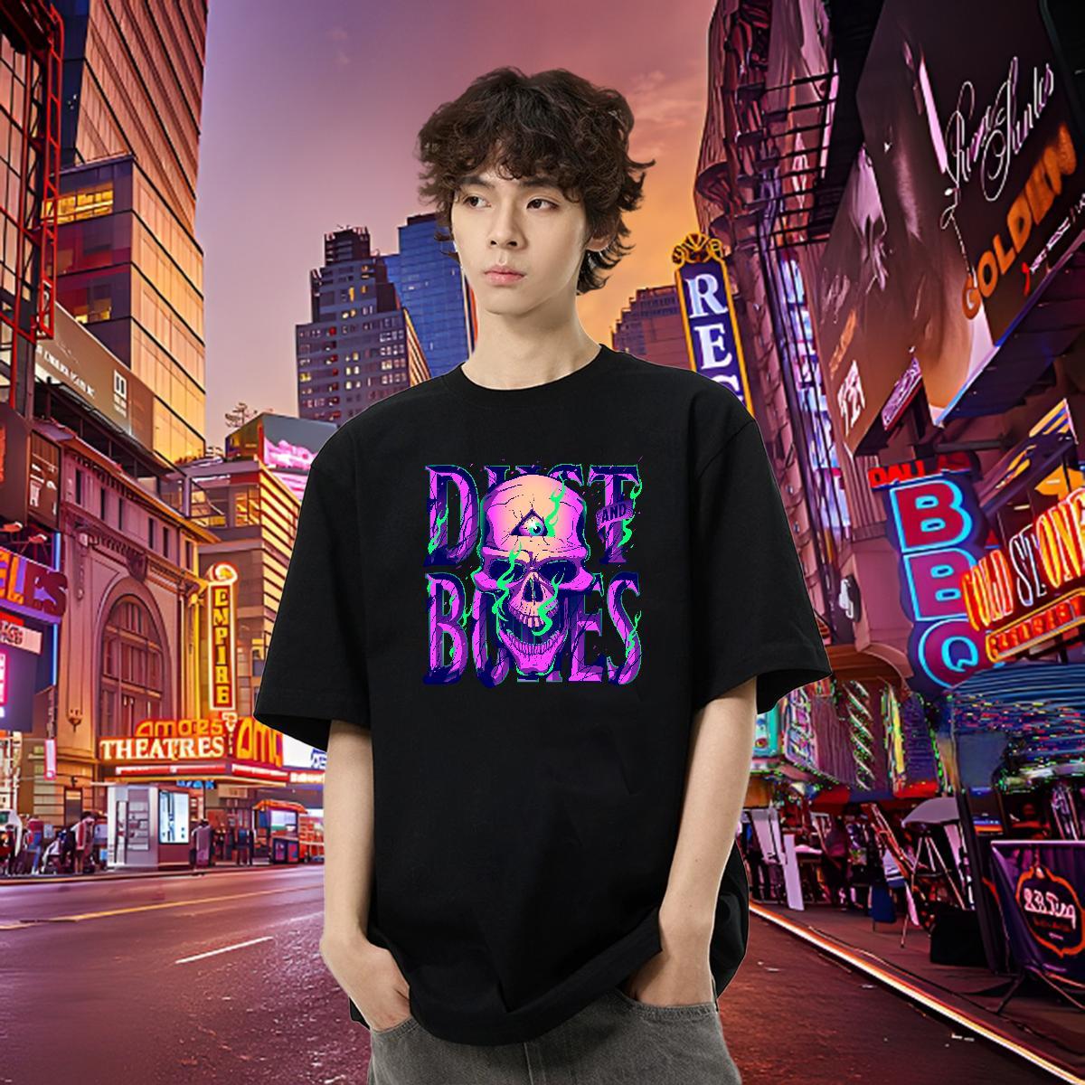 Stylist Man T Shirts skull Tops Shirt 100% Cotton 230g Casual Daily Wear Cool Cartoon Printing L-4XL Breathable Crew Neck Men Tshirts