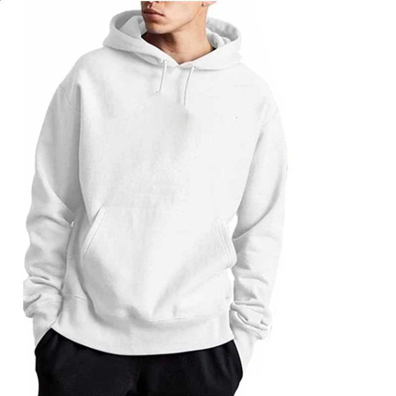 white Hoodies men women Autumn Long Sleeve Pullover Tops Casual Pocket Hoodies Unisex Outer Loose Sport Wear 240812