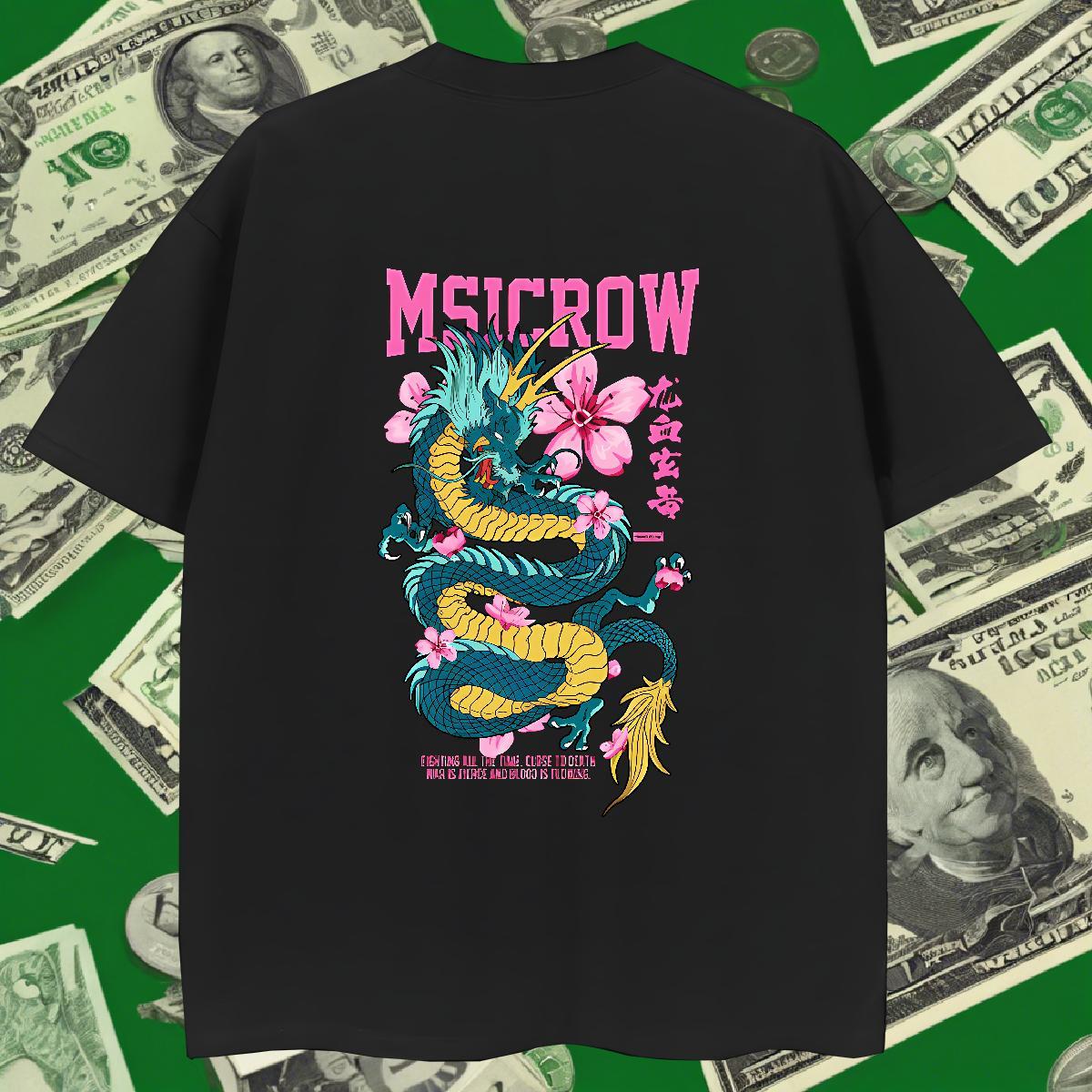 Fashion Casual Men T Shirts dragon Tops Tees 230g 100% Cotton Sports Casual Loose Custom Cartoon Short Sleeve O-Neck Men Clothes T-Shirt