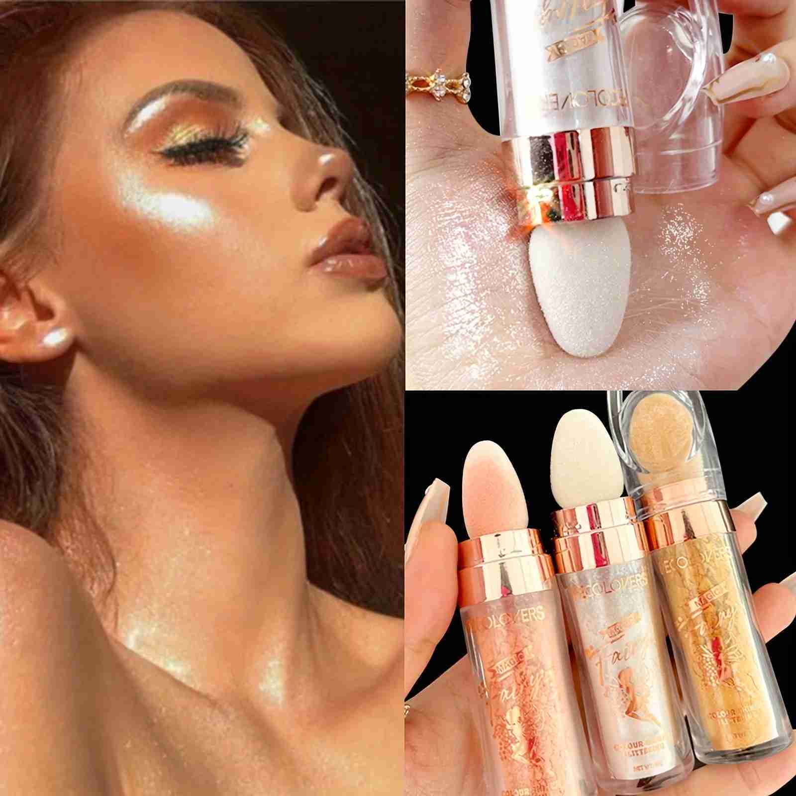 Fairy Powder Highlighter StickShimmer Contour Blush Powder Contour Shading GlitterContour Brightening Makeup Highlighter W240812